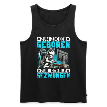 Born to gamble forced to school husky - Men's Premium Organic Tank Top - black - Front - AI Model Male 178 light (178cm)