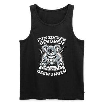 Zum Zocken Geboren Zur Schule Gezwungen Koala - Männer Premium Bio Tank Top - Schwarz - Vorne - Michal (187cm)