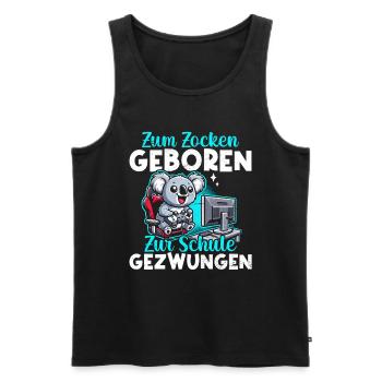 Zum Zocken Geboren Zur Schule Gezwungen Koala - Männer Premium Bio Tank Top - Schwarz - Vorne - Michal (187cm)