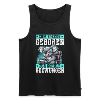 Zum Zocken Geboren Zur Schule Gezwungen Koala - Männer Premium Bio Tank Top - Schwarz - Vorne - Michal (187cm)