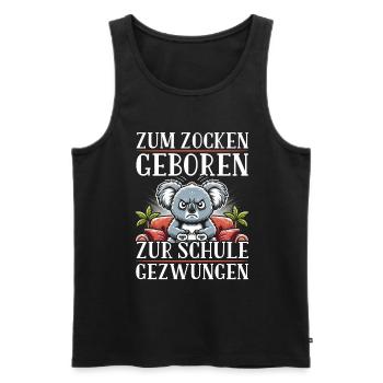 Zum Zocken Geboren Zur Schule Gezwungen Koala - Männer Premium Bio Tank Top - Schwarz - Vorne - Michal (187cm)