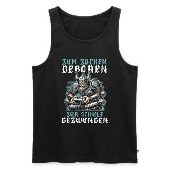 Nés pour jouer Forcés d’aller à l’école Les Vikings - Débardeur bio Premium Homme - noir - Devant - Michal (187cm)