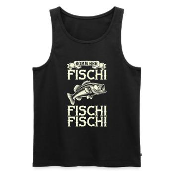 Pêcheur Canne à pêche Drôle Pêcheur Hobby Pêcheur - Débardeur bio Premium Homme - noir - Devant - Michal (187cm)