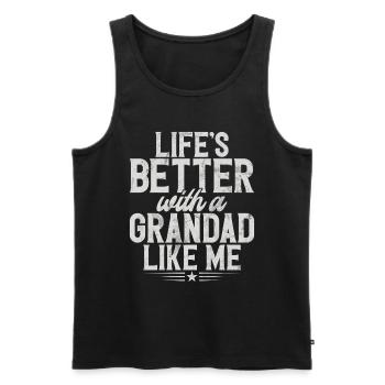 Grandad Großvater Opa Pops Großelternteil - Männer Premium Bio Tank Top - Schwarz - Vorne - Michal (187cm)