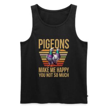 Amateurs de pigeons Pigeons Amoureux des oiseaux - Débardeur bio Premium Homme - noir - Devant - Michal (187cm)