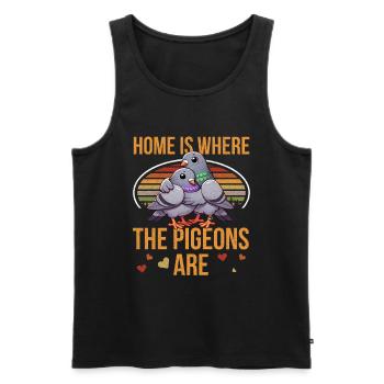 Amateurs de pigeons Pigeons Amoureux des oiseaux - Débardeur bio Premium Homme - noir - Devant - Michal (187cm)