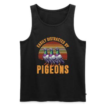 Amateurs de pigeons Pigeons Amoureux des oiseaux - Débardeur bio Premium Homme - noir - Devant - Michal (187cm)