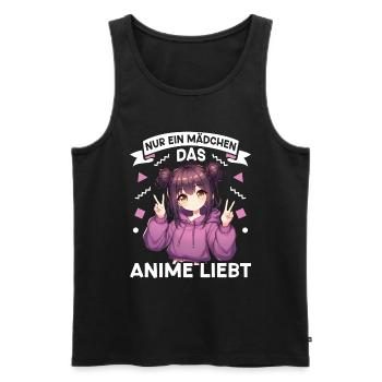 Juste une fille qui aime les mangas Kawaii animés - Débardeur bio Premium Homme - noir - Devant - Michal (187cm)