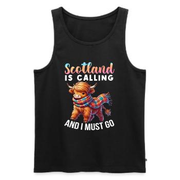 Scottish Highland Cow Scotland Farm - Men's Premium Organic Tank Top - black - Front - AI Model Male 178 light (178cm)
