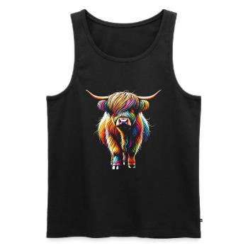 Scottish Highland Cow Scotland Farm - Men's Premium Organic Tank Top - black - Front - AI Model Male 178 light (178cm)