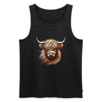 Scottish Highland Cow Scotland Farm - Men's Premium Organic Tank Top - black - Front - AI Model Male 178 light (178cm)