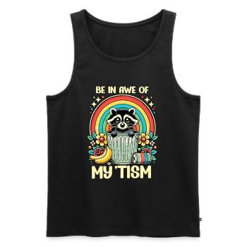 Be In Awe Of My 'Tism Autistic Waschbären - Männer Premium Bio Tank Top - Schwarz - Vorne - AI Model Male 178 light (178cm)