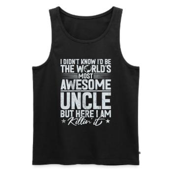 Meilleur oncle fier oncle citation humour - Débardeur bio Premium Homme - noir - Devant - AI Model Male 178 light (178cm)