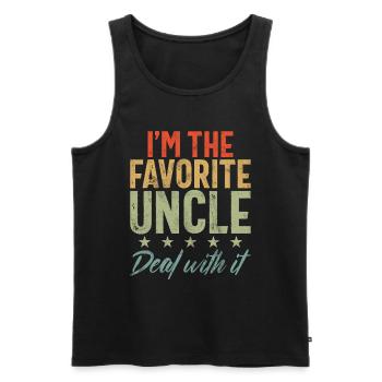 Meilleur oncle fier oncle citation humour - Débardeur bio Premium Homme - noir - Devant - AI Model Male 178 light (178cm)