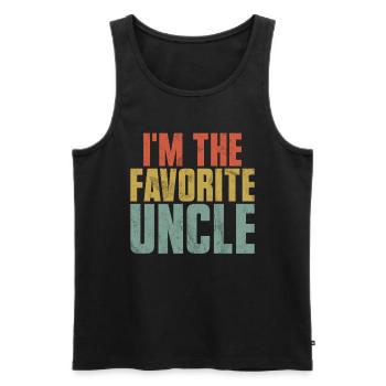 Meilleur oncle fier oncle citation humour - Débardeur bio Premium Homme - noir - Devant - AI Model Male 178 light (178cm)