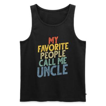 Meilleur oncle fier oncle citation humour - Débardeur bio Premium Homme - noir - Devant - AI Model Male 178 light (178cm)