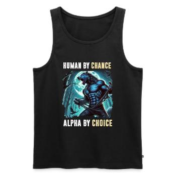 Humain Par hasard Alpha Par choix Loup-garou - Débardeur bio Premium Homme - noir - Devant - Michal (187cm)
