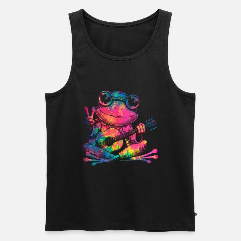 Friedenszeichen Dye Hippie Frog 60s - Männer Premium Bio Tank Top - Schwarz