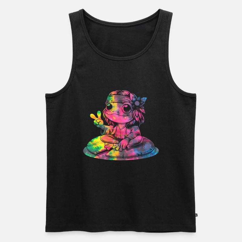 Friedenszeichen Dye Hippie Frog 60s - Männer Premium Bio Tank Top - Schwarz