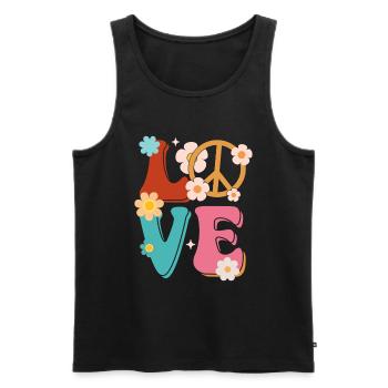Signe de paix Amour Groovy Hippie des années 70 - Débardeur bio Premium Homme - noir - Devant - Michal (187cm)