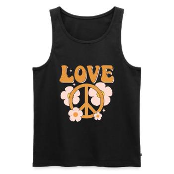 Signe de paix Amour Groovy Hippie des années 70 - Débardeur bio Premium Homme - noir - Devant - Michal (187cm)