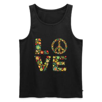 Signe de paix Amour Groovy Hippie des années 70 - Débardeur bio Premium Homme - noir - Devant - Michal (187cm)