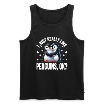Penguins Bird Lover Penguin Enthusiast - Men's Premium Organic Tank Top - black - Front - AI Model Male 178 light (178cm)