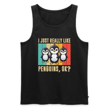 Penguins Bird Lover Penguin Enthusiast - Men's Premium Organic Tank Top - black - Front - AI Model Male 178 light (178cm)