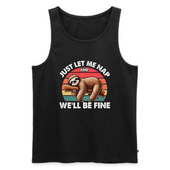 Sloths, Animal Lover, Sloth Lover, Lazy Sloth - Men's Premium Organic Tank Top - black - Front - AI Model Male 178 light (178cm)