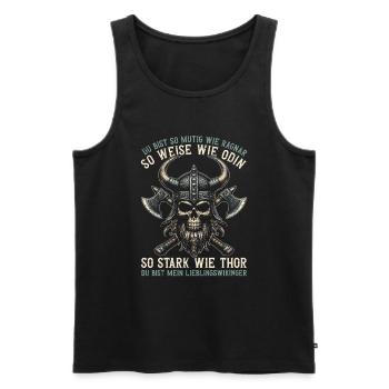 Wikinger Papa Vatertag Vaterschaft Elternteil - Männer Premium Bio Tank Top - Schwarz - Vorne - Michal (187cm)