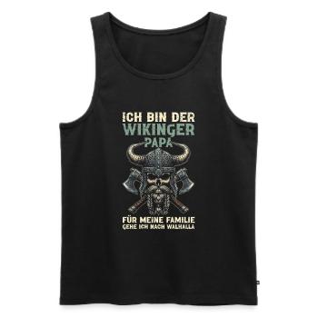 Wikinger Papa Vatertag Vaterschaft Elternteil - Männer Premium Bio Tank Top - Schwarz - Vorne - Michal (187cm)
