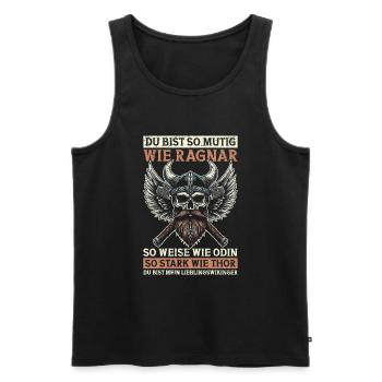 Wikinger Papa Vatertag Vaterschaft Elternteil - Männer Premium Bio Tank Top - Schwarz - Vorne - Michal (187cm)