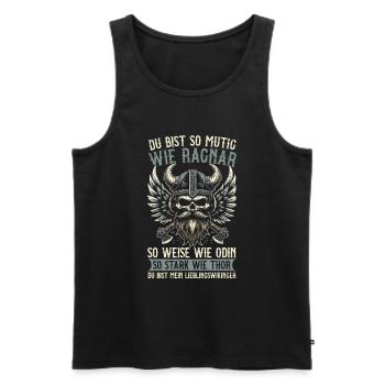 Wikinger Papa Vatertag Vaterschaft Elternteil - Männer Premium Bio Tank Top - Schwarz - Vorne - Michal (187cm)