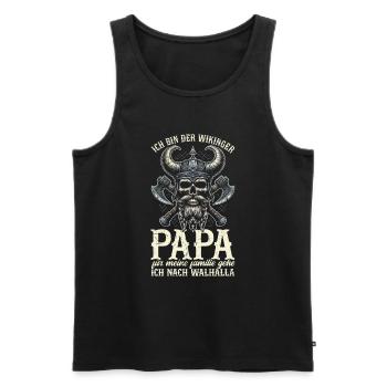 Wikinger Papa Vatertag Vaterschaft Elternteil - Männer Premium Bio Tank Top - Schwarz - Vorne - Michal (187cm)