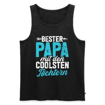 Papa Tochter Vatertag Vaterschaft Elternteil - Männer Premium Bio Tank Top - Schwarz - Vorne - Michal (187cm)