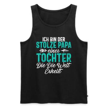 Papa Tochter Vatertag Vaterschaft Elternteil - Männer Premium Bio Tank Top - Schwarz - Vorne - Michal (187cm)