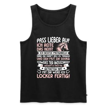 Reiten Reitsport Pferdereiter Pferdeliebhaber - Männer Premium Bio Tank Top - Schwarz - Vorne - Michal (187cm)