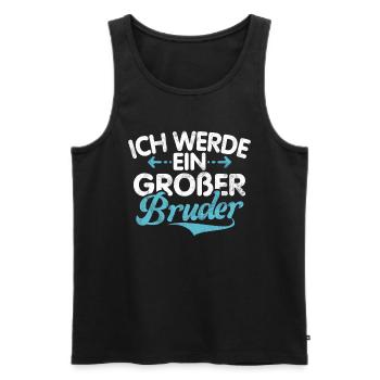Grand frère Amoureux des bébés Frère aîné - Débardeur bio Premium Homme - noir - Devant - AI Model Male 178 light (178cm)