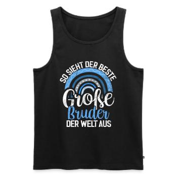Grand frère Amoureux des bébés Frère aîné - Débardeur bio Premium Homme - noir - Devant - AI Model Male 178 light (178cm)