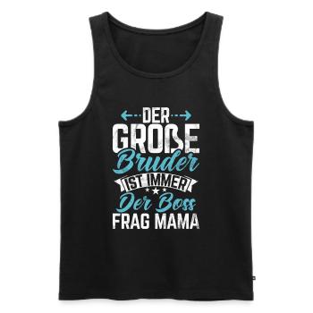Grand frère Amoureux des bébés Frère aîné - Débardeur bio Premium Homme - noir - Devant - AI Model Male 178 light (178cm)