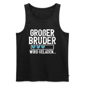 Grand frère Amoureux des bébés Frère aîné - Débardeur bio Premium Homme - noir - Devant - AI Model Male 178 light (178cm)