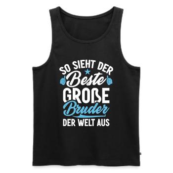 Grand frère Amoureux des bébés Frère aîné - Débardeur bio Premium Homme - noir - Devant - AI Model Male 178 light (178cm)