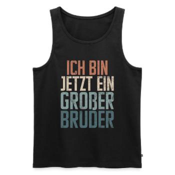 Grand frère Amoureux des bébés Frère aîné - Débardeur bio Premium Homme - noir - Devant - AI Model Male 178 light (178cm)