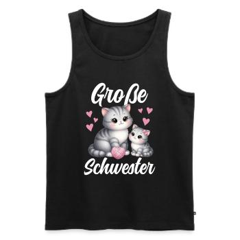 Big Sister Cat Older Sibling - Men's Premium Organic Tank Top - black - Front - Michal (187cm)