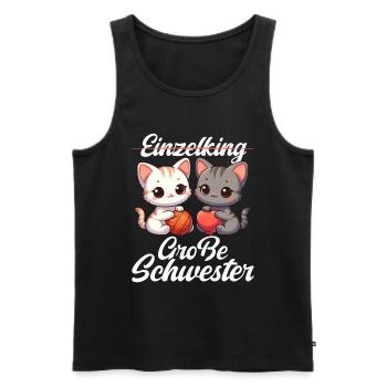 Big Sister Cat Older Sibling - Men's Premium Organic Tank Top - black - Front - Michal (187cm)