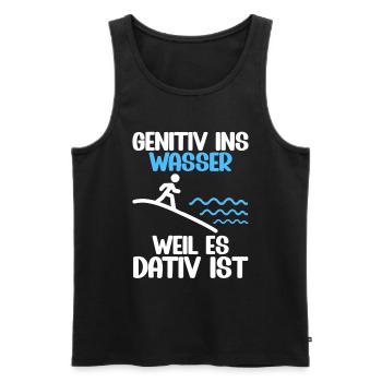 Genitiv ins Wasser weil es Dativ ist Germanistik - Männer Premium Bio Tank Top - Schwarz - Vorne - AI Model Male 178 light (178cm)