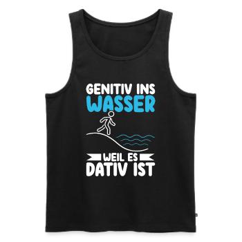 Genitiv ins Wasser weil es Dativ ist Germanistik - Männer Premium Bio Tank Top - Schwarz - Vorne - AI Model Male 178 light (178cm)