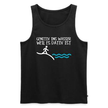 Genitiv ins Wasser weil es Dativ ist Germanistik - Männer Premium Bio Tank Top - Schwarz - Vorne - AI Model Male 178 light (178cm)