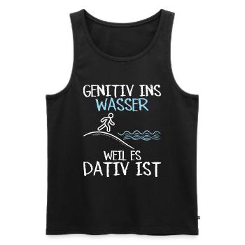 Genitiv ins Wasser weil es Dativ ist Germanistik - Männer Premium Bio Tank Top - Schwarz - Vorne - AI Model Male 178 light (178cm)