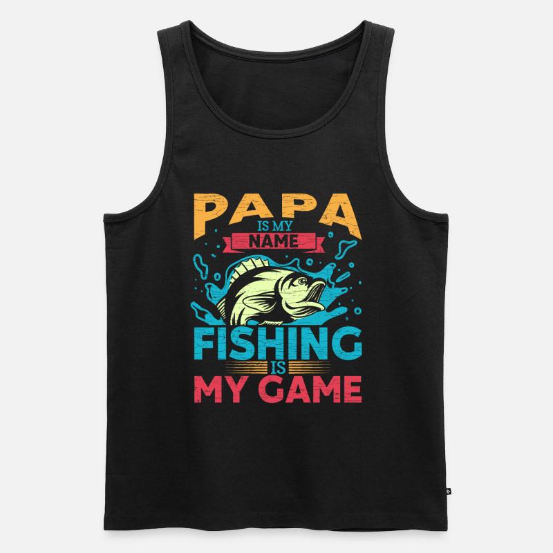 Fischer Angler Papa - Männer Premium Bio Tank Top - Schwarz
